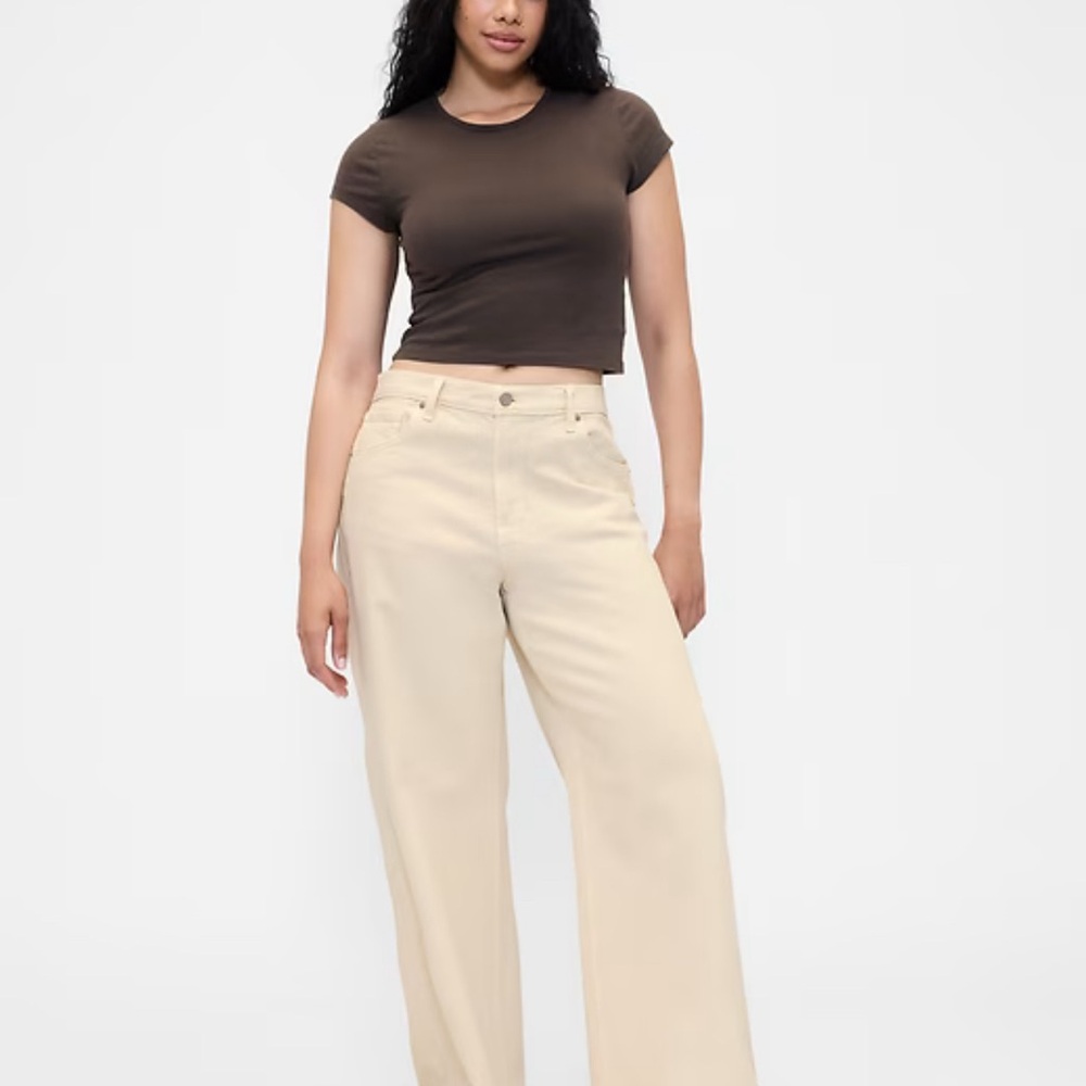 Gap High Rise Stride Cream Jeans